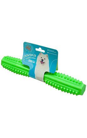 Игрушка для собак Зооник Палка литая с шипами пластикат салатовая