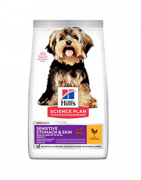 Hill's SP Small & Miniature Sensitive Stomach &Skin сухой корм для  собак  мелких пород с деликатным пищеварением (Курица)