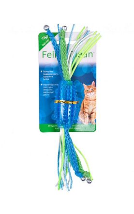 Игрушка для кошек Feline Clean Dental Конфетка прорезыватель с лентами, резина