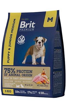 Brit Premium Junior сухой корм для молодых собак средних пород (КУРИЦА) 