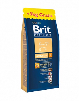 Brit Premium by Nature Dog Adult M сухой корм для взрослых собак средних пород АКЦИЯ 15+3кг бесплатно
