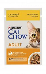 Cat Chow Adult пауч для кошек (КУРИЦА С КАБАЧКАМИ В ЖЕЛЕ)