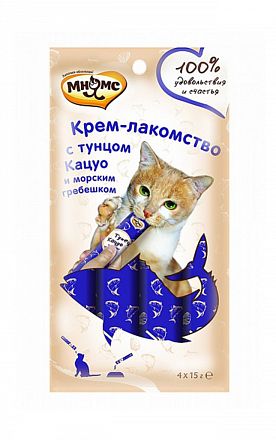 Лакомство для кошек Pro Pet Мнямс Крем-лакомство (ТУНЕЦ КАЦУО-МОРСКОЙ ГРЕБЕШОК) 