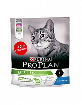 ProPlan Sterilised Cat 0,3+0,1кг сухой корм для кастрированных и стерилизованных кошек (КРОЛИК) АКЦИЯ