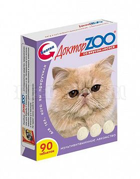 Доктор Zoo Лакомство мультивитаминное для кошек (ЛОСОСЬ) 