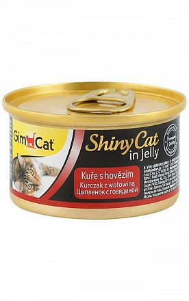  GimCat ShinyCat консервы для кошек (ЦЫПЛЕНОК С ГОВЯДИНОЙ)