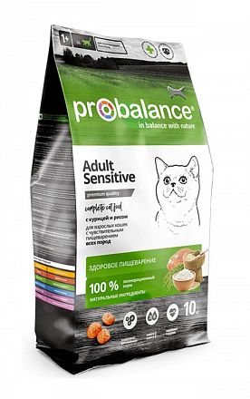 Probalance сухой корм для кошек с чувствительным пищеварением (КУРИЦА-РИС) 